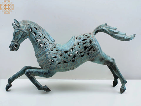 24" Brass Running Horse Figurine | Home Décor Showpiece