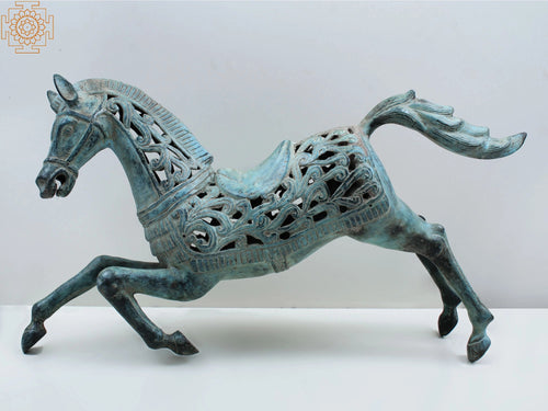 24" Brass Running Horse Statue for Home Decor