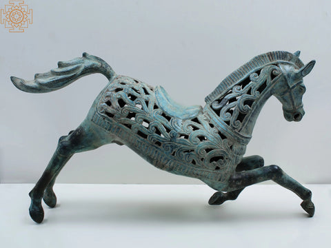 24" Brass Running Horse Figurine | Home Décor Showpiece