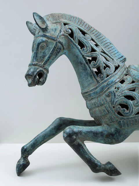 24" Brass Running Horse Figurine | Home Décor Showpiece