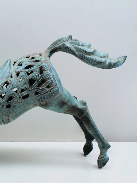 24" Brass Running Horse Figurine | Home Décor Showpiece