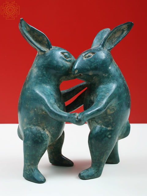 7" Small Brass Tango Dancing Rabbit Figurine