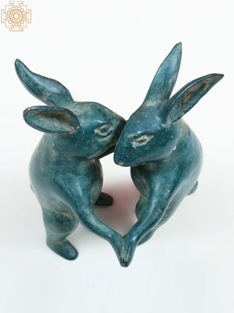 7" Small Brass Tango Dancing Rabbit Figurine