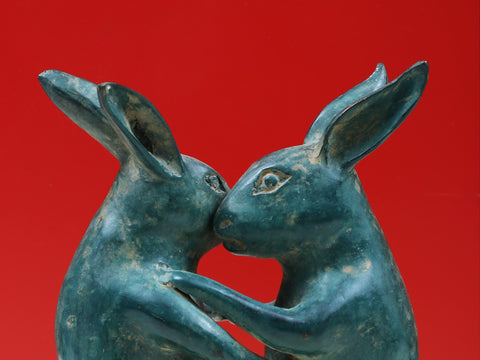 7" Small Brass Tango Dancing Rabbit Figurine