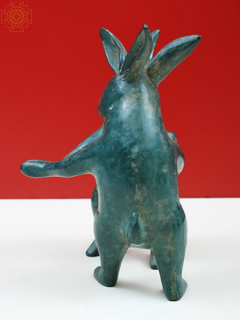 7" Small Brass Tango Dancing Rabbit Figurine