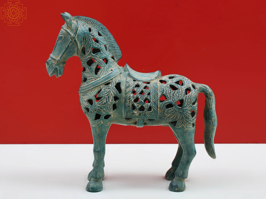8" Brass Horse Statue for Home Decor