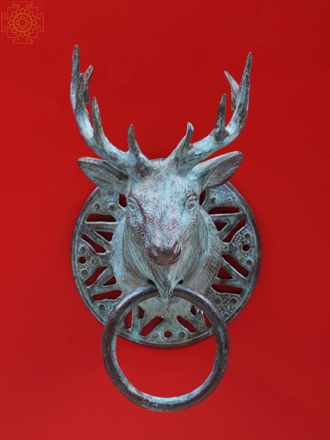 8" Brass Reindeer Head Door Knocker