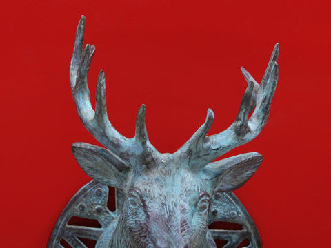 8" Brass Reindeer Head Door Knocker