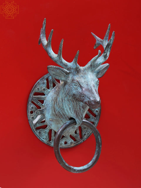 8" Brass Reindeer Head Door Knocker