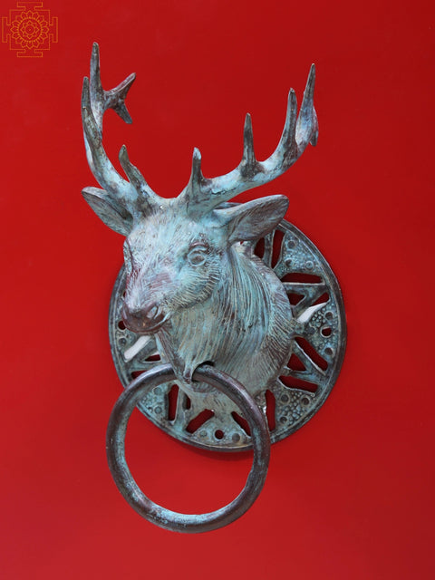 8" Brass Reindeer Head Door Knocker