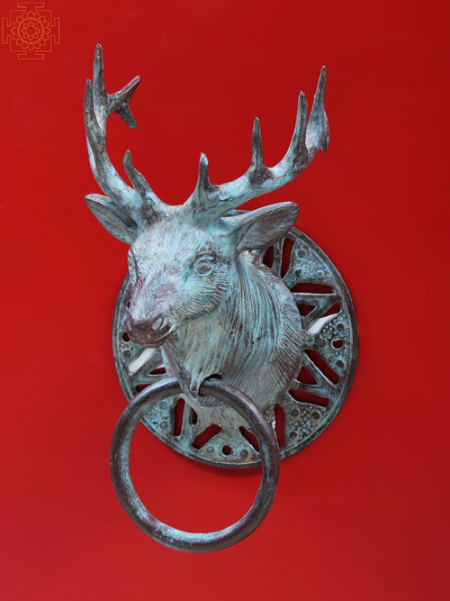 8" Brass Reindeer Head Door Knocker for Home Decor