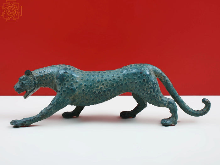 11" Brass Jaguar Statue for Home Decor