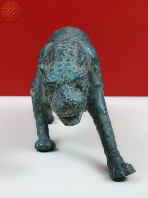 11" Brass Jaguar Figurine | Home Decor Showpiece