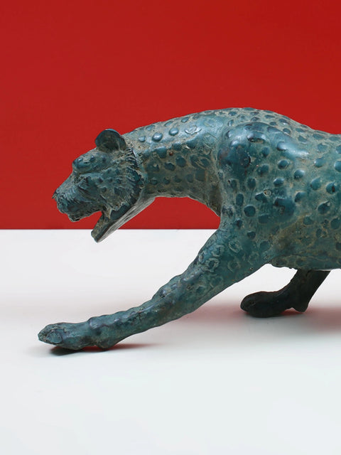 11" Brass Jaguar Figurine | Home Decor Showpiece