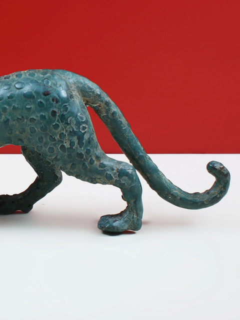 11" Brass Jaguar Figurine | Home Decor Showpiece