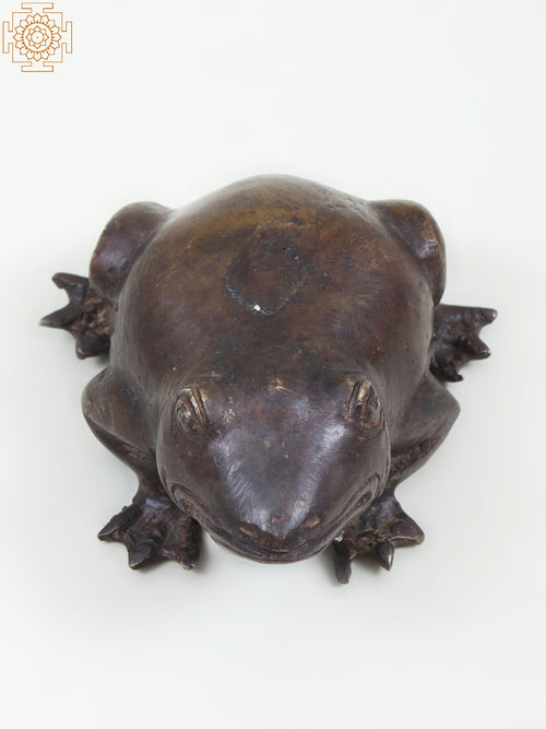 3" Small Brass Frog Statue Handmade Figurine