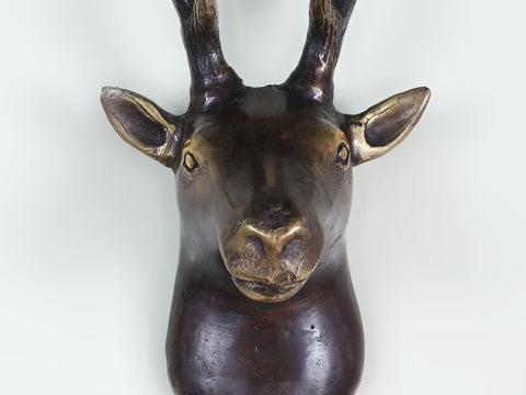 7" Small Brass Deer Head Wall Hook