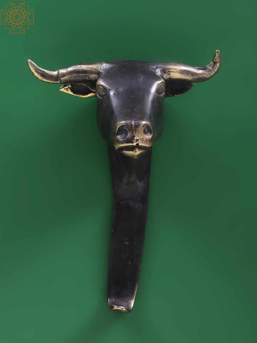 6" Brass Bull Head Wall Hook for Home Decor