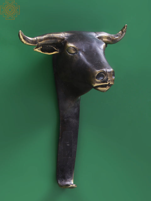 6" Small Brass Bull Head Wall Hook