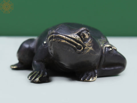 3" Little Brass Frog Statue
