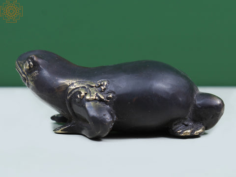 3" Little Brass Frog Statue
