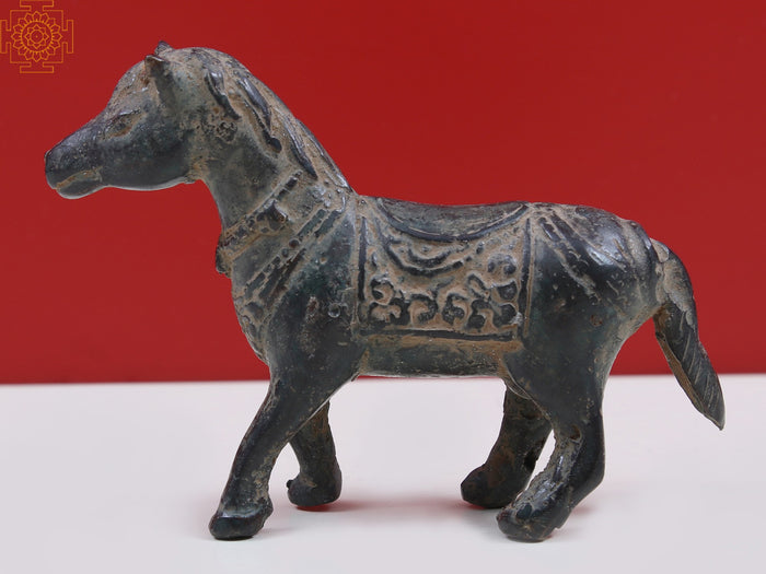 4" Small Brass Horse Statue Handmade Animal Figurine