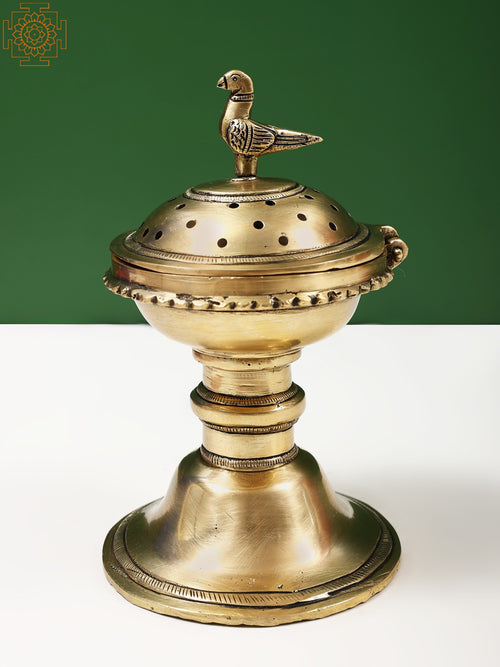 6" Brass Bird Incense Burner Handmade Statue