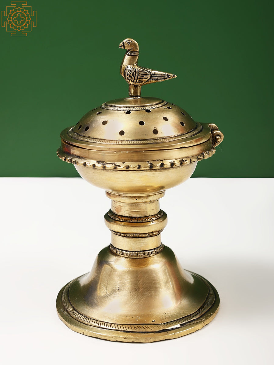6" Brass Bird Incense Burner Handmade Statue
