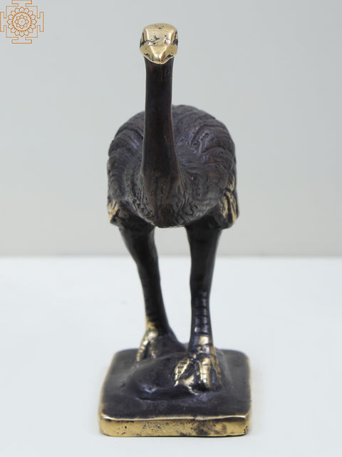 4" Small Brass Common Ostrich Figurine | Decorative Bird Statues