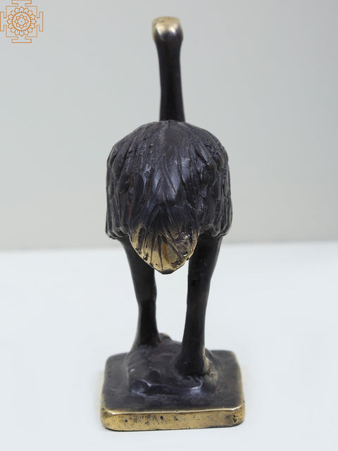 4" Small Brass Common Ostrich Figurine | Decorative Bird Statues
