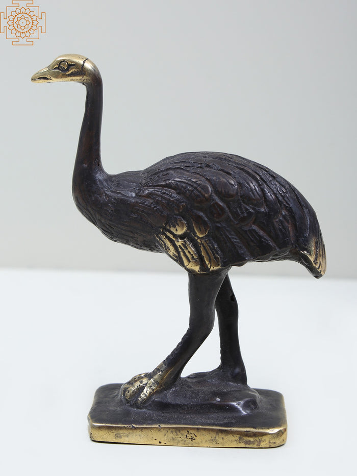 4" Brass Common Ostrich Figurine - Handmade Home Decor Statue