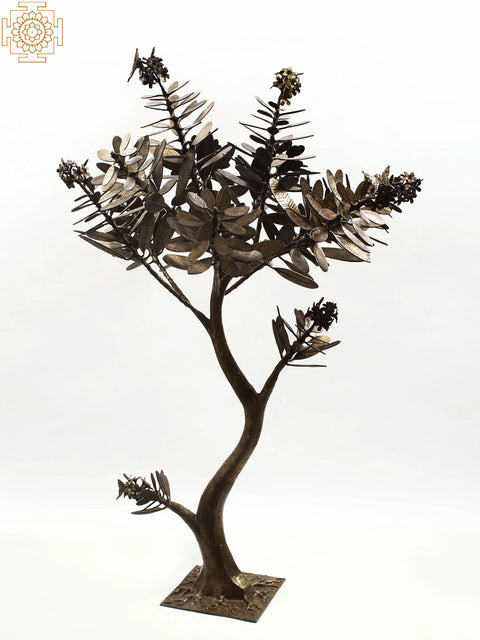 59" Large Brass Olive Tree | Metal Tree Wall Art