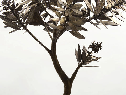 59" Large Brass Olive Tree | Metal Tree Wall Art