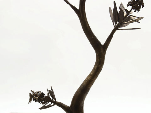 59" Large Brass Olive Tree | Metal Tree Wall Art