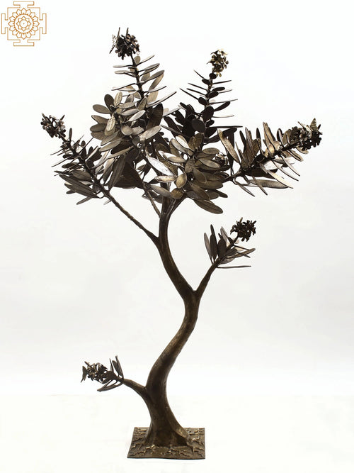 59" Large Brass Olive Tree Metal Wall Sculpture