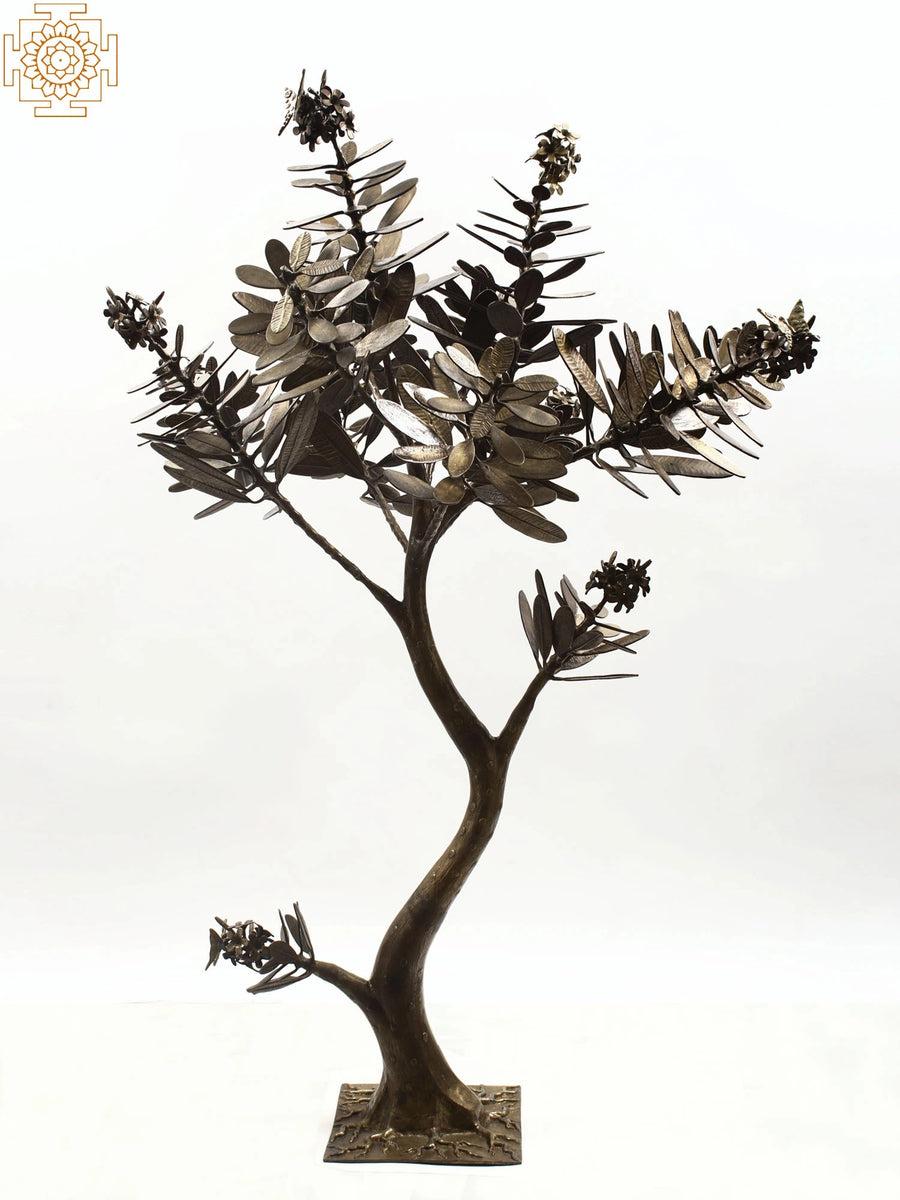 59" Large Brass Olive Tree Metal Wall Sculpture