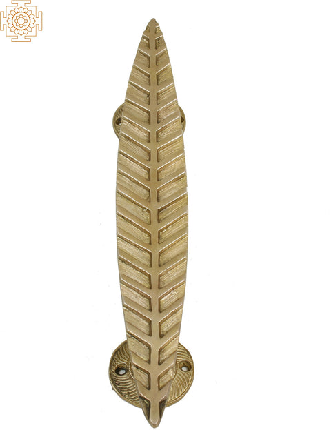 12" Brass Leaf Design Door Handle