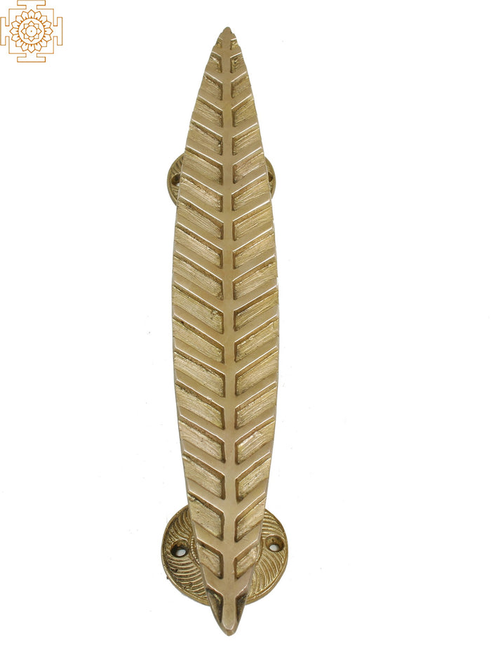 12" Brass Leaf Design Door Handle for Home Decor