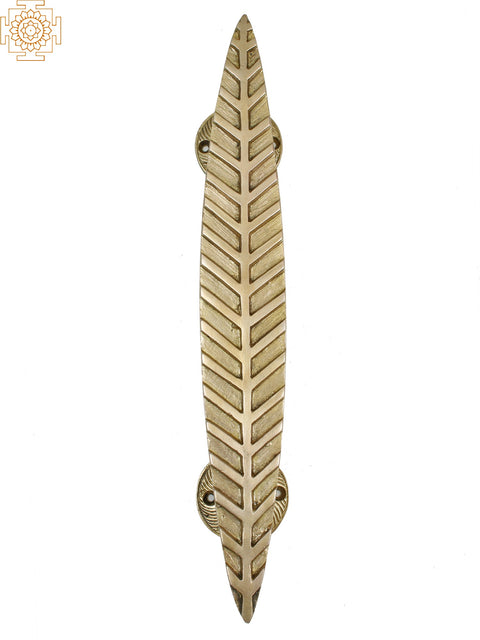 12" Brass Leaf Design Door Handle