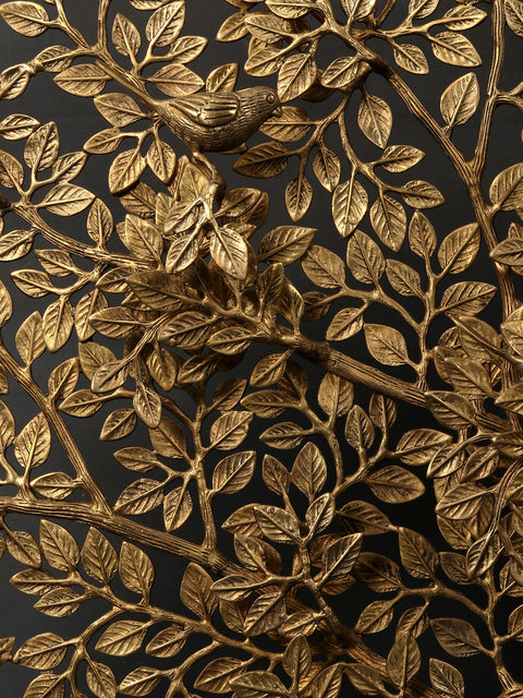 46" Large Brass Tree of Life with Perched Birds and Stand
