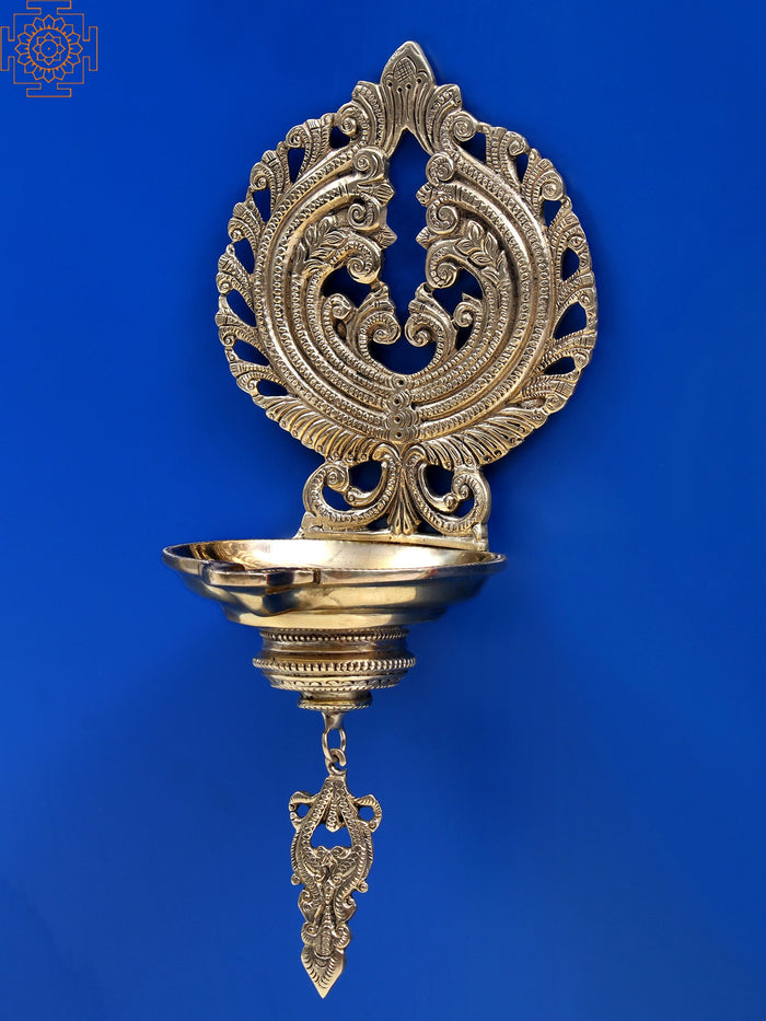 11" Brass Decorative Wall Hanging Diya for Home Decor