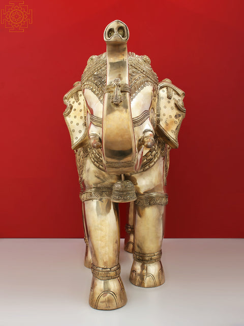 25" Brass Engraved Elephant