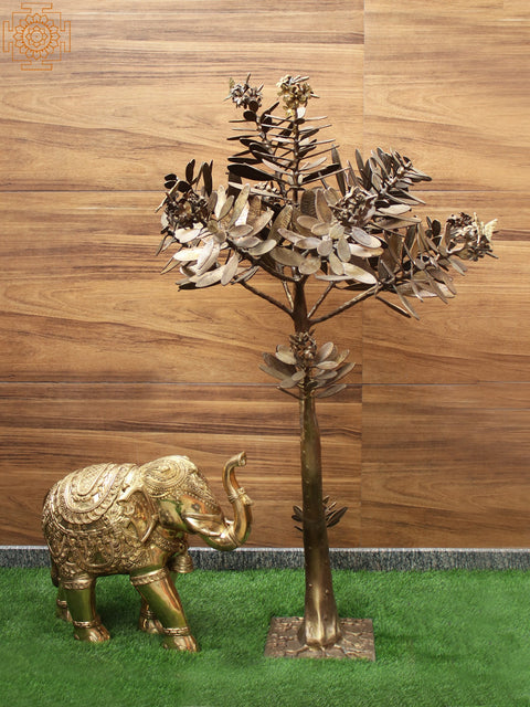 25" Brass Engraved Elephant