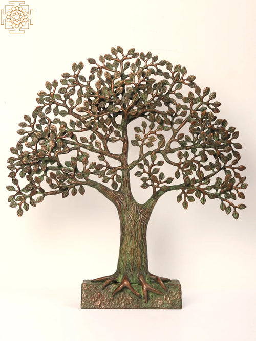 19" Brass Tree of Life Statue with Stand