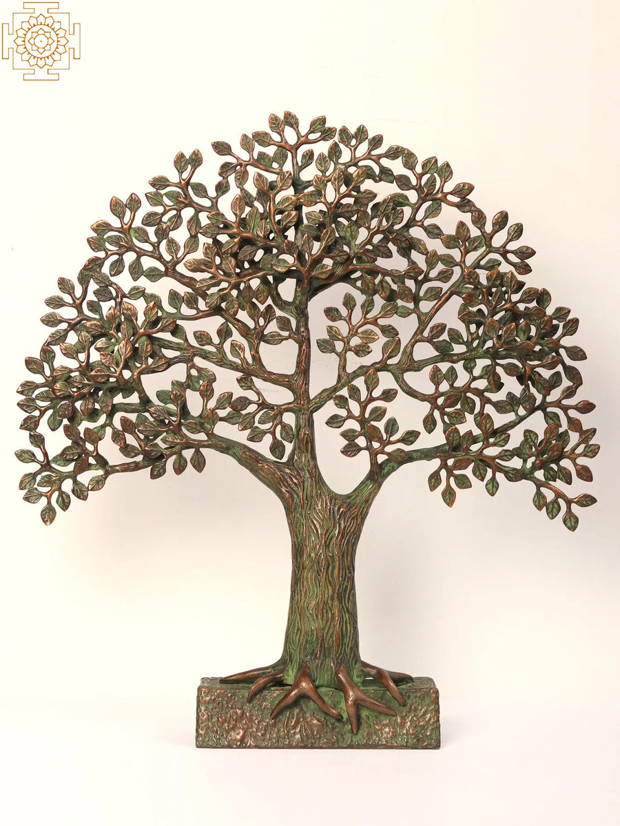 19" Brass Tree of Life Statue with Stand