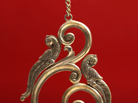 17" Brass Peacock Hanging Lamp
