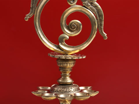 17" Brass Peacock Hanging Lamp