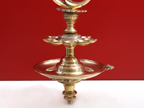17" Brass Peacock Hanging Lamp