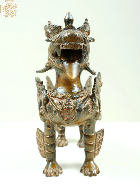 9" Pair of Tibetan Buddhist Temple Lions