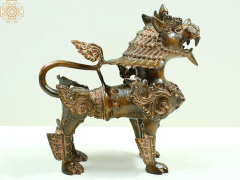 9" Pair of Tibetan Buddhist Temple Lions
